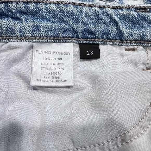 Flying Monkey‎ Women’s Heavily Distressed Mini Denim Skirt Blue Cotton Size 28 - Picture 9 of 11